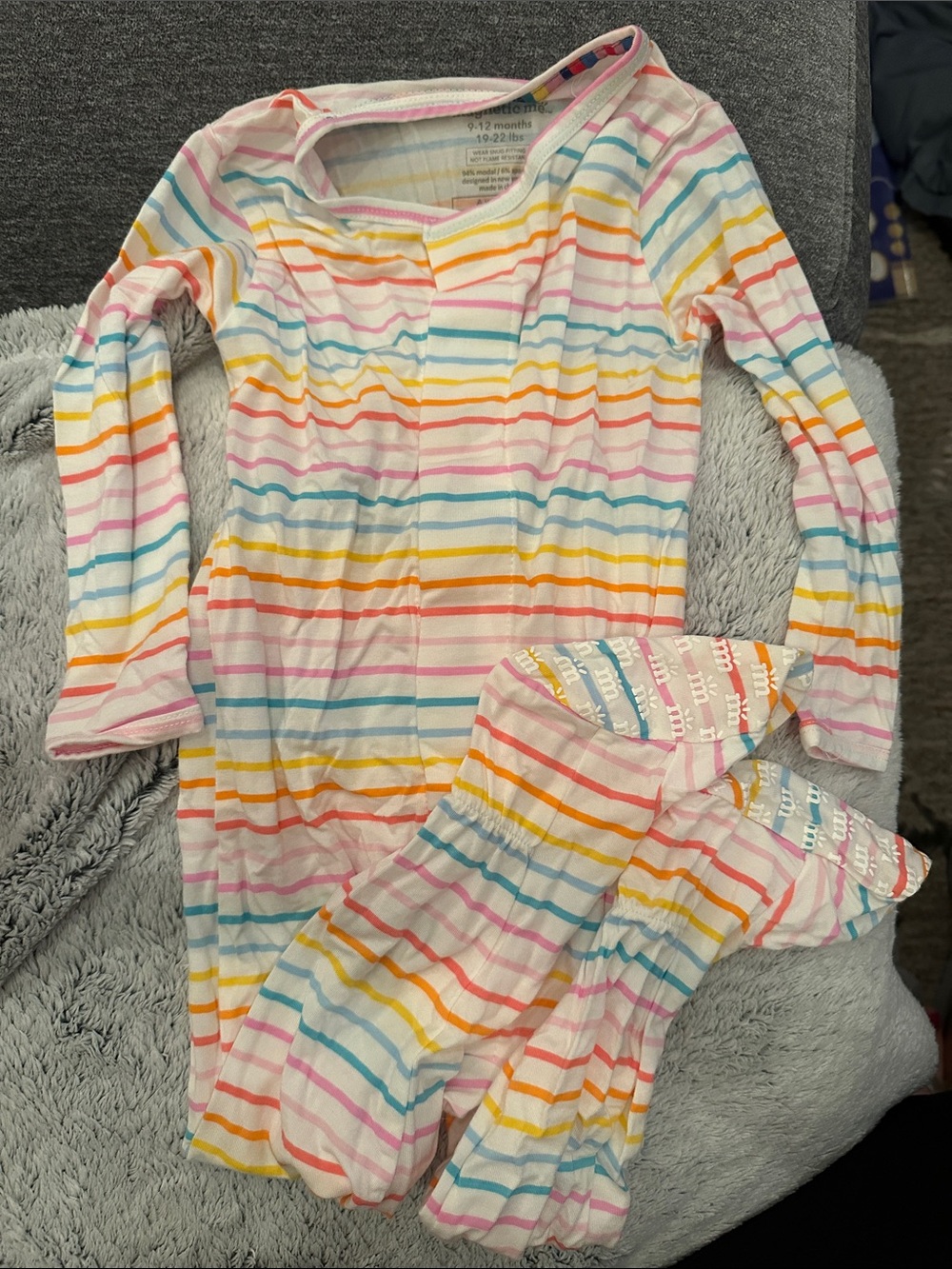 Magnetic Me girls rainbow stripped footie size 9-12 months